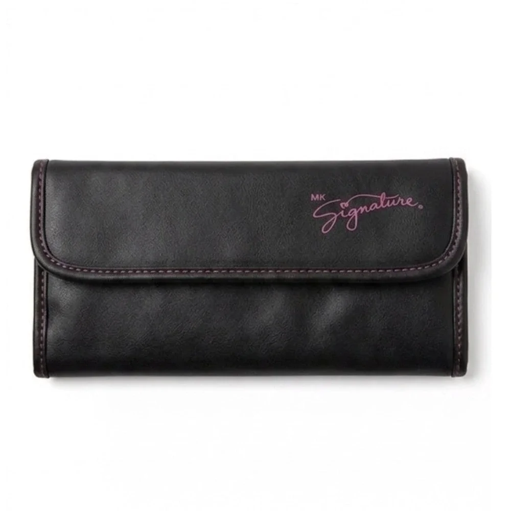 Mary Kay Signature Black Faux Leather Makeup Brush Case Travel‎ Tri-Fold Vacay